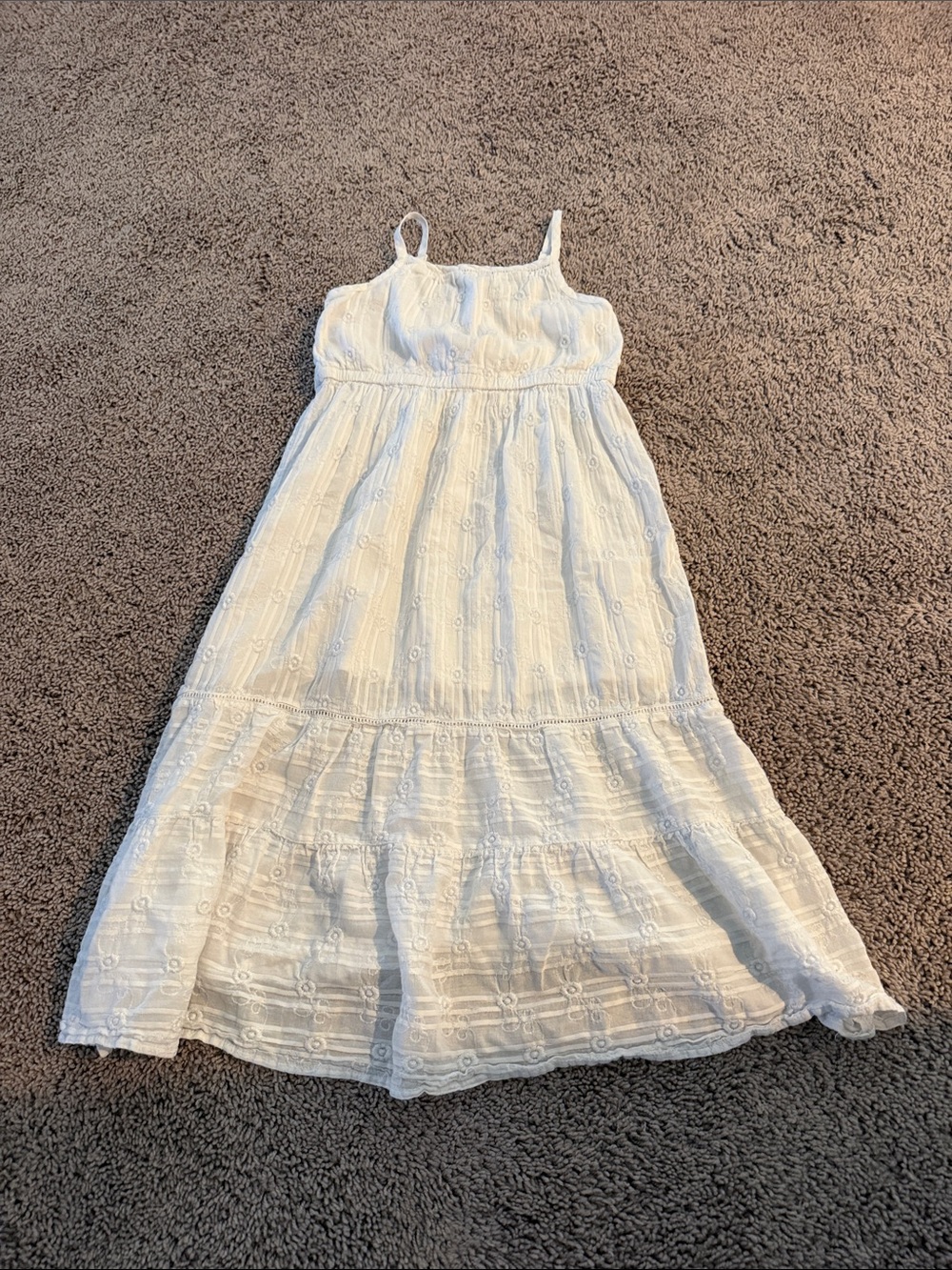 Cat & Jack White Eyelet Tiered Sundress with Spaghetti Straps